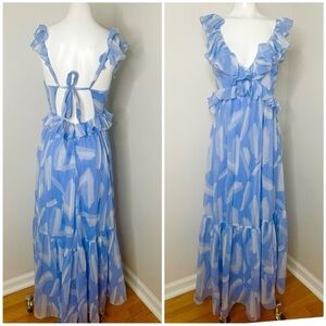 Abercrombie Blue and White Ruffle Maxi Dress